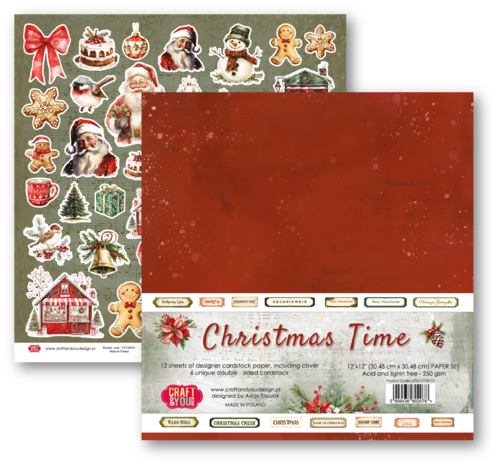Craft & You Design Christmas Time 12x12 Inch Paper Set 250gsm (12sheets) (CPS-CHT30-12)