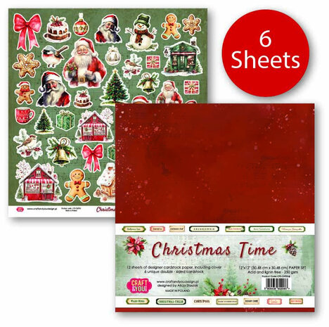 Craft & You Design Christmas Time 12x12 Inch Paper Set 250gsm (6sheets) (CPS-CHT30-6)