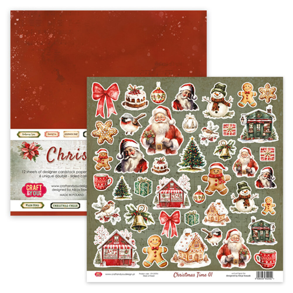 Craft & You Design Christmas Time 12x12 Inch Paper Set 250gsm (6sheets) (CPS-CHT30-6)