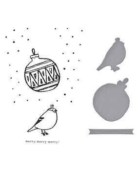 Spellbinders Starry Holiday Registration Press Plate & Die Set Merry, Merry, Merry Bird (BPR-035)