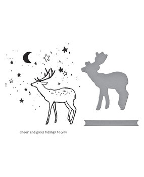 Spellbinders Starry Holiday Registration Press Plate & Die Set Cheer and Good Tidings Deer (BPR-036)