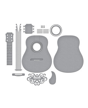 Spellbinders Bibi's Musical Notes Etched Dies Majestic Guitar (S6-254)