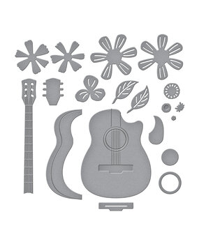 Spellbinders Bibi's Musical Notes Etched Dies Mini Guitar (S3-551)