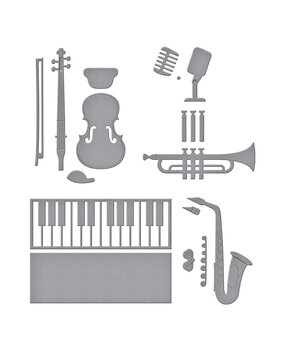 Spellbinders Bibi's Musical Notes Etched Dies Mini Musical Instruments (S4-1445)