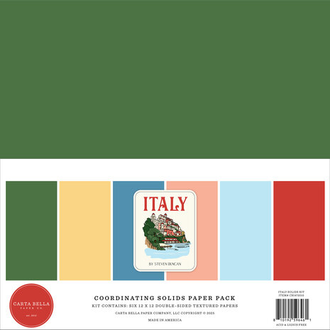 Carta Bella Italy 12x12 Inch Coordination Solids Paper Pack (CBI472015)