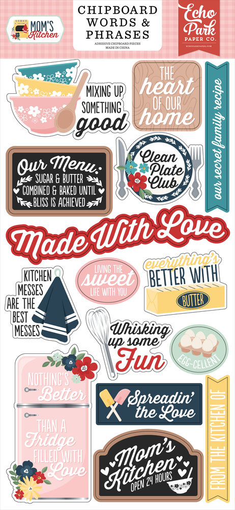 Echo Park Mom's Kitchen Chipboard Word & Phrases (MK470022)