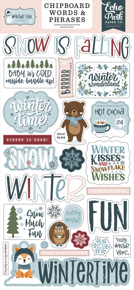 Echo Park Winter Fun Chipboard Word & Phrases (WF468022)