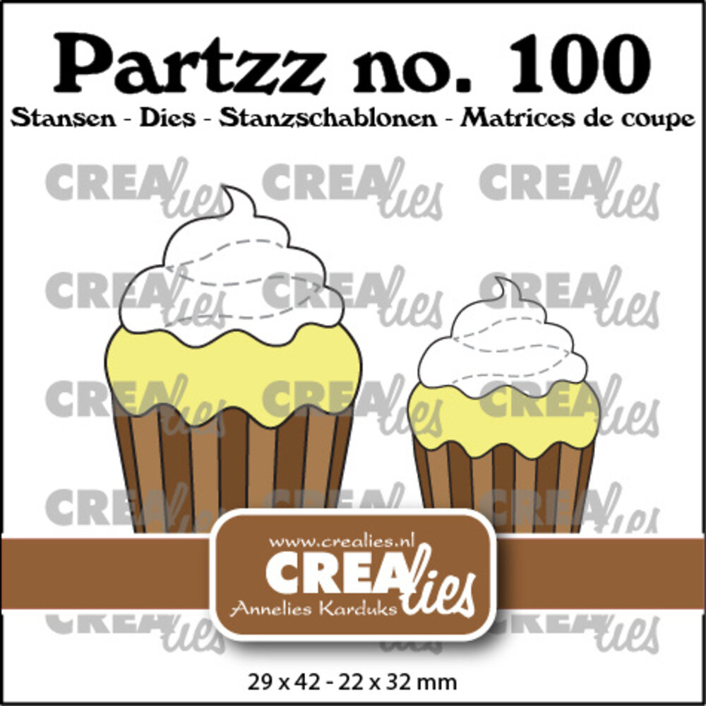 Crealies Partzz Stansen No. 100 Cupcake Middel en Klein (CLPartzz100)
