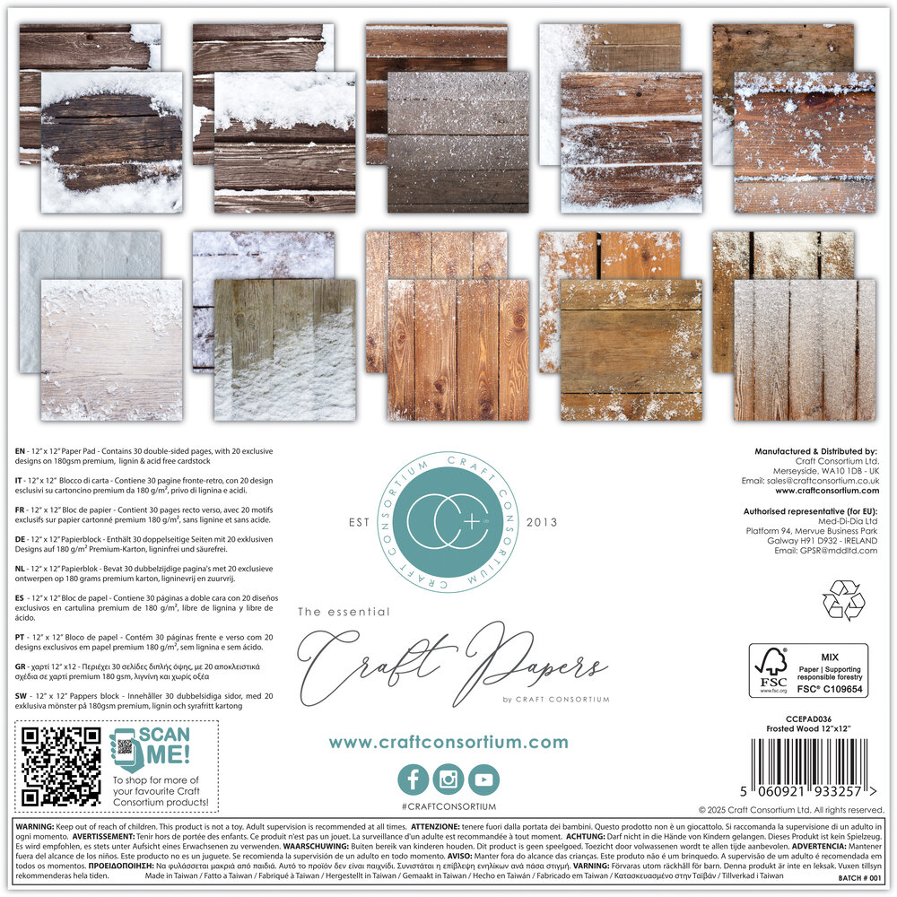 Craft Consortium Essential Craft Papers 12x12 Inch Paper Pad Frosted Wood (CCEPAD036) Craft Consortium Essential Craft Papers 12x12 Inch Paper Pad Frosted Wood (CCEPAD036)