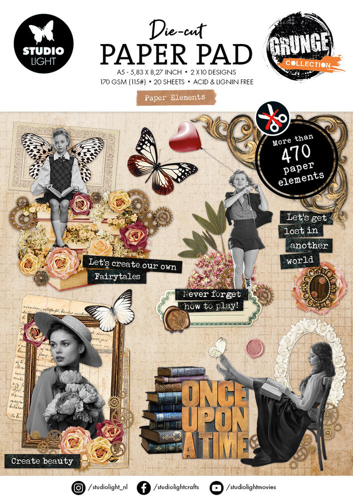 Studio Light Paper Elements A5 Grunge Die-cut Paper Pad (SL-GR-DCPP399) Studio Light Paper Elements A5 Grunge Die-cut Paper Pad (SL-GR-DCPP399)