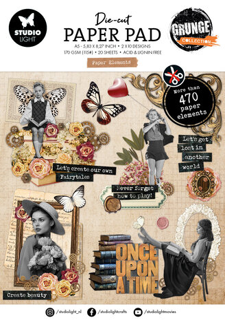 SL - Studio Light Paper Elements A5 Grunge Die-cut Paper Pad (SL-GR-DCPP399) SL - Studio Light Paper Elements A5 Grunge Die-cut Paper Pad (SL-GR-DCPP399)