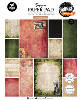 Studio Light Background Papers A4 Grunge Designer Paper Pad (SL-GR-DPP400)