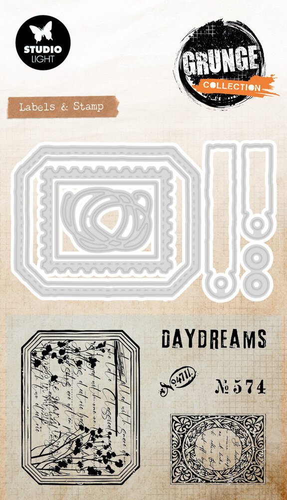 Studio Light Label & Stamp Grunge Stamp & Dies (SL-GR-SCD100) Studio Light Label & Stamp Grunge Stamp & Dies (SL-GR-SCD100)
