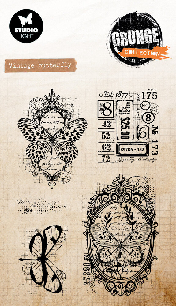 Studio Light Vintage Butterfly Grunge Clear Stamp (SL-GR-STAMP893) Studio Light Vintage Butterfly Grunge Clear Stamp (SL-GR-STAMP893)