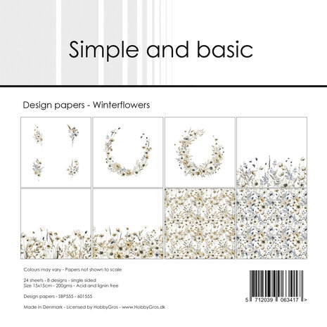 Simple and Basic Winterflowers 6x6 Inch Paper Pad (SBP555)