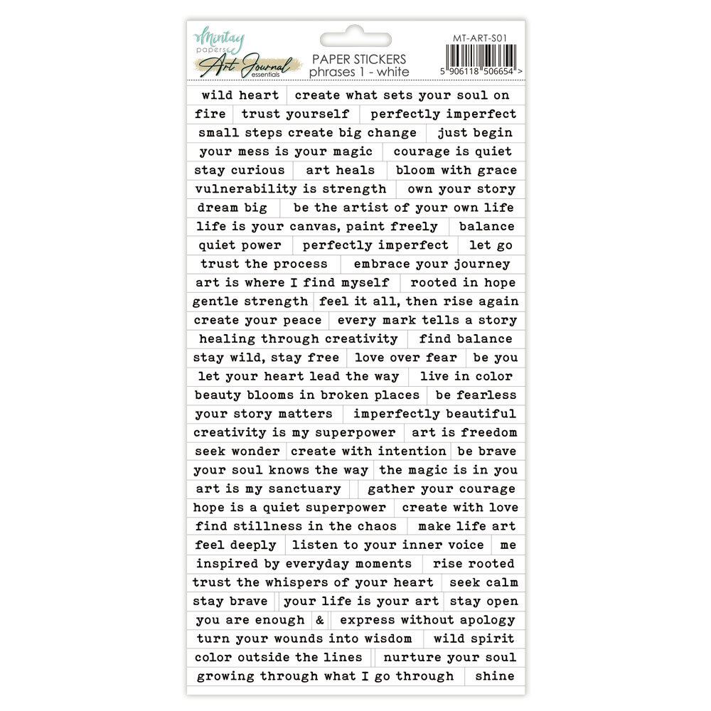 Mintay Art Journal Paper Stickers 6x12 Inch Phrases 1 White (MT-ART-S01) Mintay Art Journal Paper Stickers 6x12 Inch Phrases 1 White (MT-ART-S01)