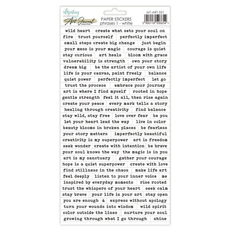 Mintay Art Journal Paper Stickers 6x12 Inch Phrases 1 White (MT-ART-S01) Mintay Art Journal Paper Stickers 6x12 Inch Phrases 1 White (MT-ART-S01)