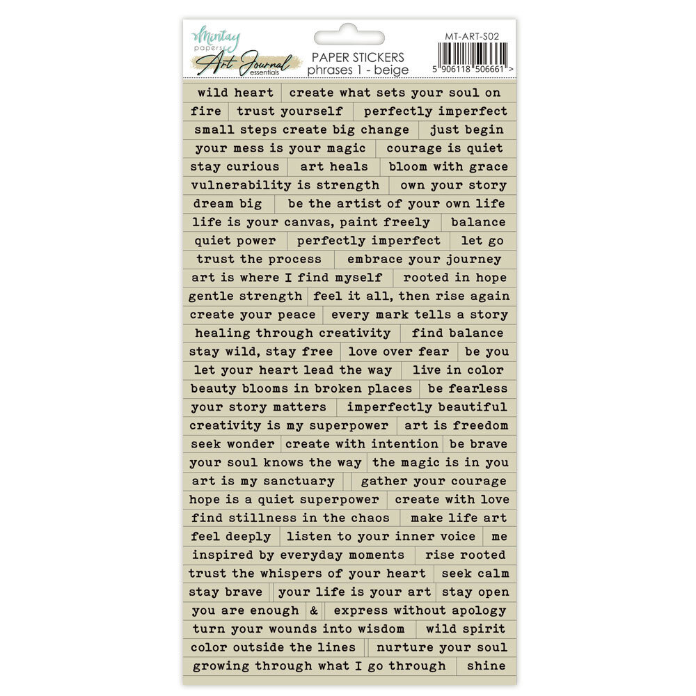 Mintay Art Journal Paper Stickers 6x12 Inch Phrases 1 Beige (MT-ART-S02) Mintay Art Journal Paper Stickers 6x12 Inch Phrases 1 Beige (MT-ART-S02)