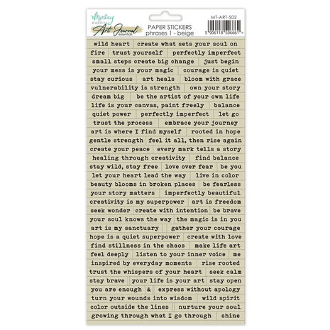 Mintay Art Journal Paper Stickers 6x12 Inch Phrases 1 Beige (MT-ART-S02) Mintay Art Journal Paper Stickers 6x12 Inch Phrases 1 Beige (MT-ART-S02)