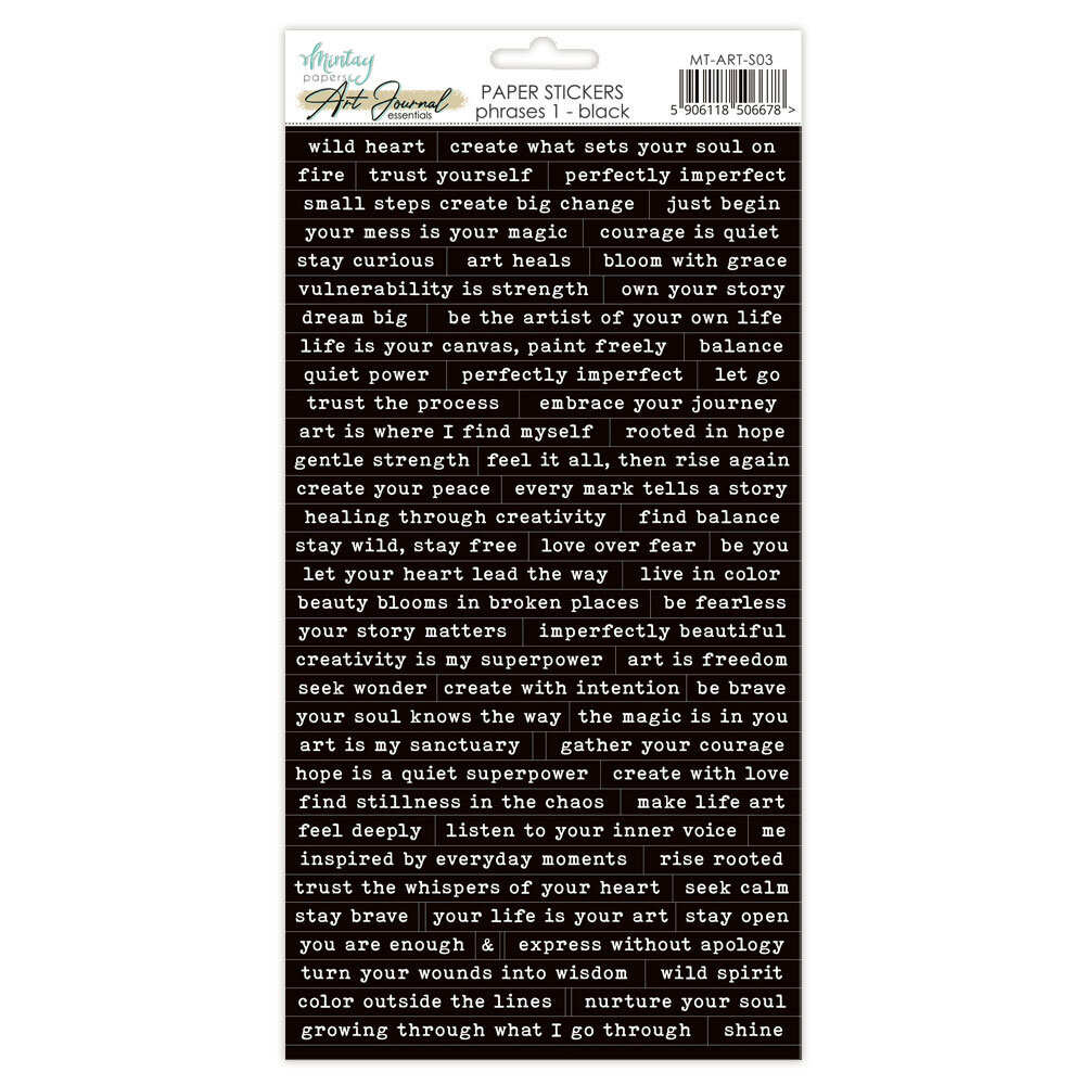 Mintay Art Journal Paper Stickers 6x12 Inch Phrases 1 Black (MT-ART-S03) Mintay Art Journal Paper Stickers 6x12 Inch Phrases 1 Black (MT-ART-S03)