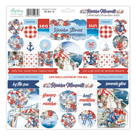 Mintay Riviera Moments 12x12 Inch Chipboard Ephemera Sheet (MT-RIV-14)