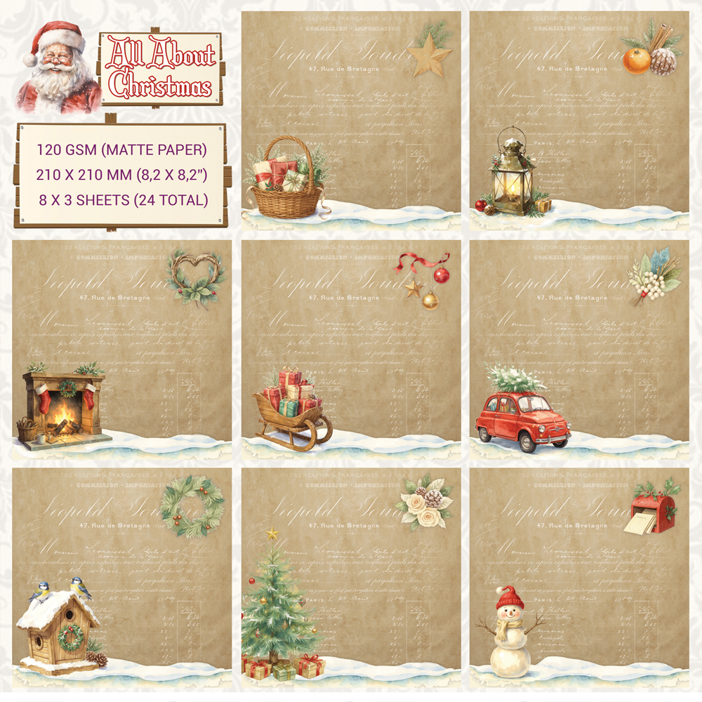 Creatief Art All About Christmas 8x8 Inch Paper Pack Vintage Perkament (CCOA-CHRISTMAS-01) Creatief Art All About Christmas 8x8 Inch Paper Pack Vintage Perkament (CCOA-CHRISTMAS-01)