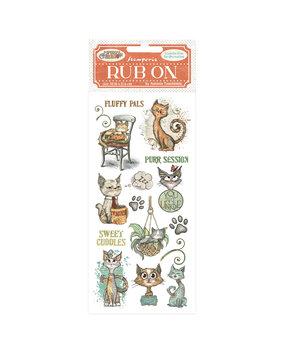 Stamperia Furry Friends Rub-On 4x8,5 Inch Cat (DFLRB197)