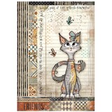 Stamperia Furry Friends A4 Rice Paper Cat and Butterfly (6pcs) (DFSA41067)