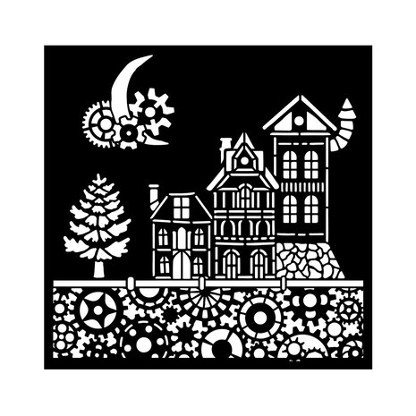 Stamperia Gear up for Christmas Thick Stencil 18x18cm Houses (KSTDQ129) Stamperia Gear up for Christmas Thick Stencil 18x18cm Houses (KSTDQ129)
