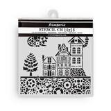 Stamperia Gear up for Christmas Thick Stencil 18x18cm Houses (KSTDQ129)