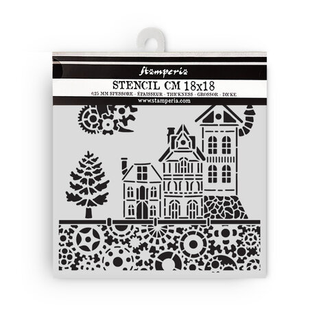 Stamperia Gear up for Christmas Thick Stencil 18x18cm Houses (KSTDQ129) Stamperia Gear up for Christmas Thick Stencil 18x18cm Houses (KSTDQ129)