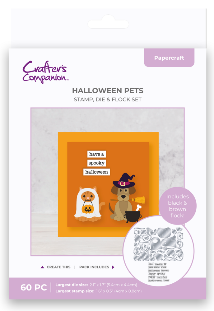 Crafter's Companion Halloween Pet Stamp, Die & Flock Halloween Pets (CC-STD-FLOC-HAPE) Crafter's Companion Halloween Pet Stamp, Die & Flock Halloween Pets (CC-STD-FLOC-HAPE)