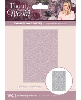 Crafter's Companion Thorn & Bloom 6x4 Inch 2D Embossing Folder Damask Wallpaper (SS-TB-EF4-DAWA)