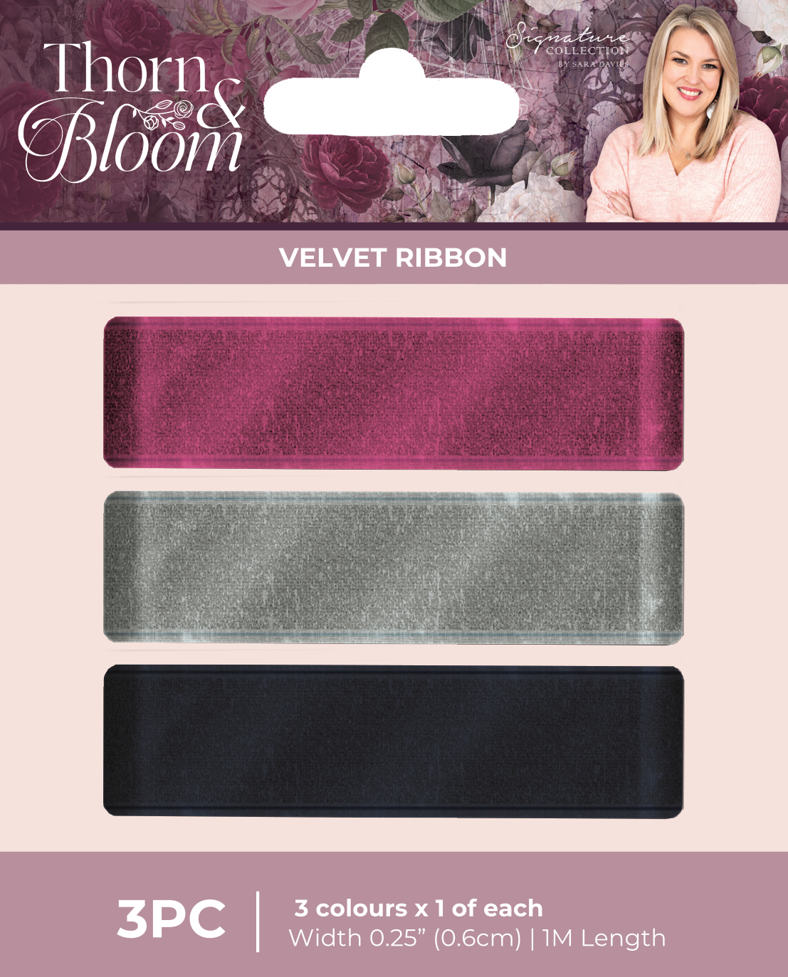 Trebl Ribbon Thorn & Bloom Velvet Ribbon (SS-TB-VELRIB) - Craftlines B.V.