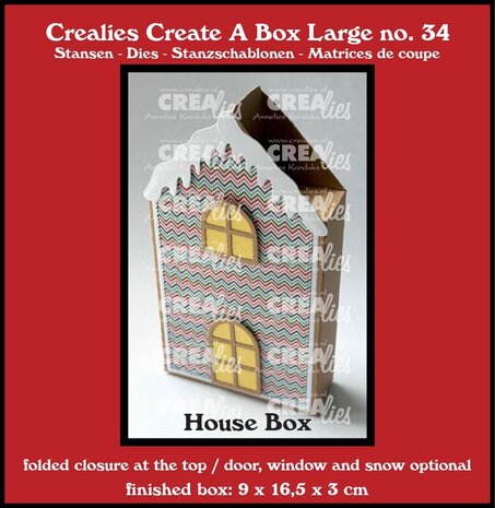 Crealies Create A Box Large Stansen Platte Doos Huis Groot Met Deur, Raam En Sneeuw (CCABL34) Crealies Create A Box Large Stansen Platte Doos Huis Groot Met Deur, Raam En Sneeuw (CCABL34)