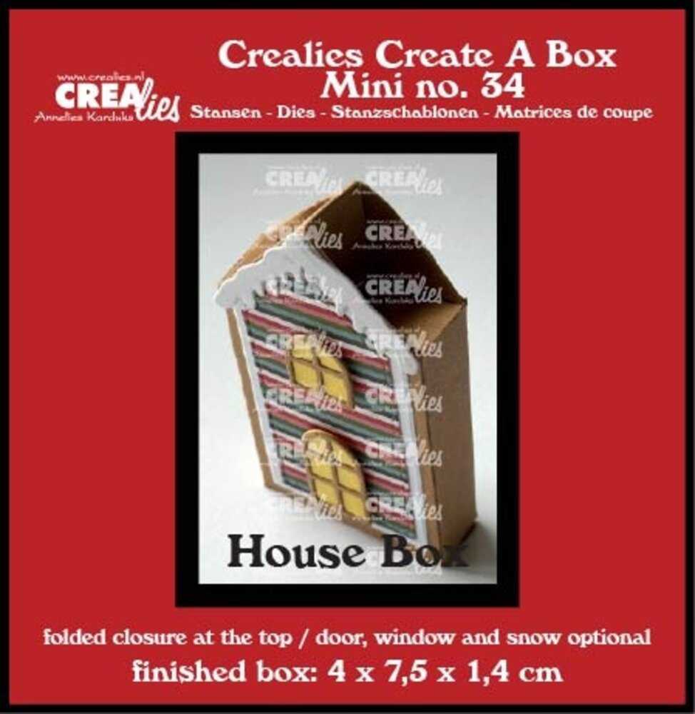 Crealies Create A Box Mini Stansen Platte Doos Huis Mini Met Deur, Raam En Sneeuw (CCABM34) Crealies Create A Box Mini Stansen Platte Doos Huis Mini Met Deur, Raam En Sneeuw (CCABM34)