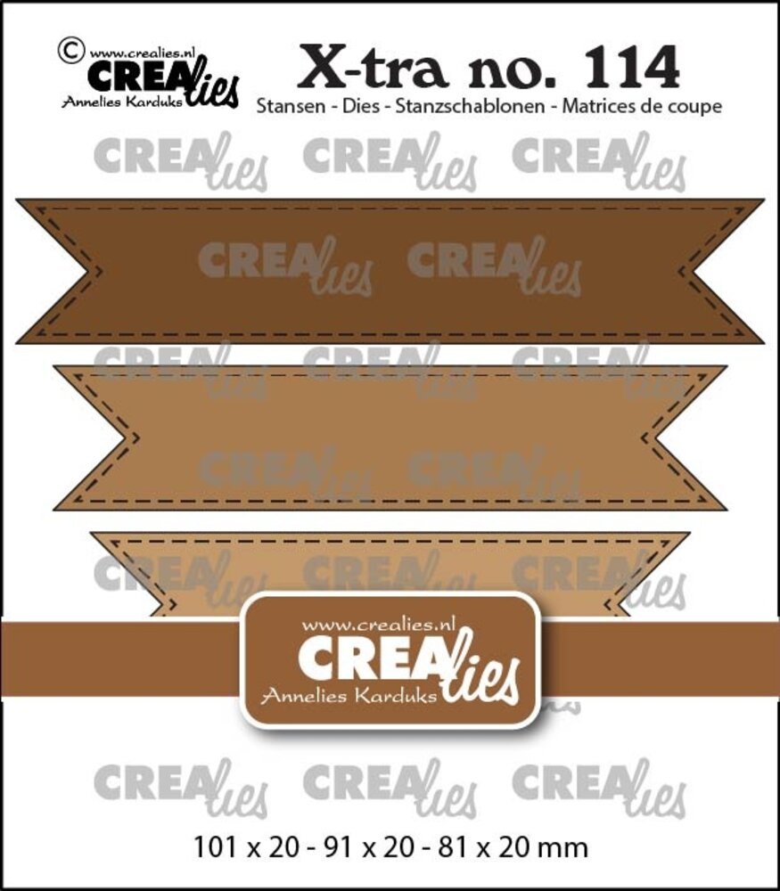 Crealies Xtra Stansen Dubbele Vaandels Met Stiksteeklijn (CLXtra114) Crealies Xtra Stansen Dubbele Vaandels Met Stiksteeklijn (CLXtra114)