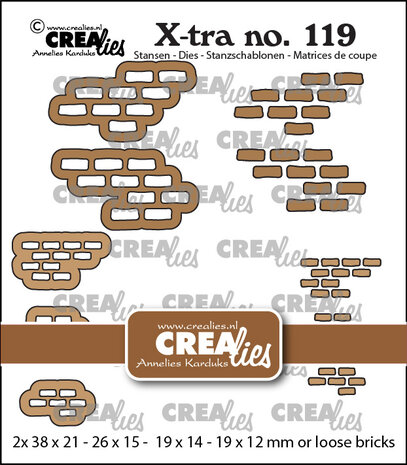 Crealies Xtra Stansen 3X + 2X Stenen Muurtje Midden En Klein Met Losse Bakstenen (CLXtra119) Crealies Xtra Stansen 3X + 2X Stenen Muurtje Midden En Klein Met Losse Bakstenen (CLXtra119)
