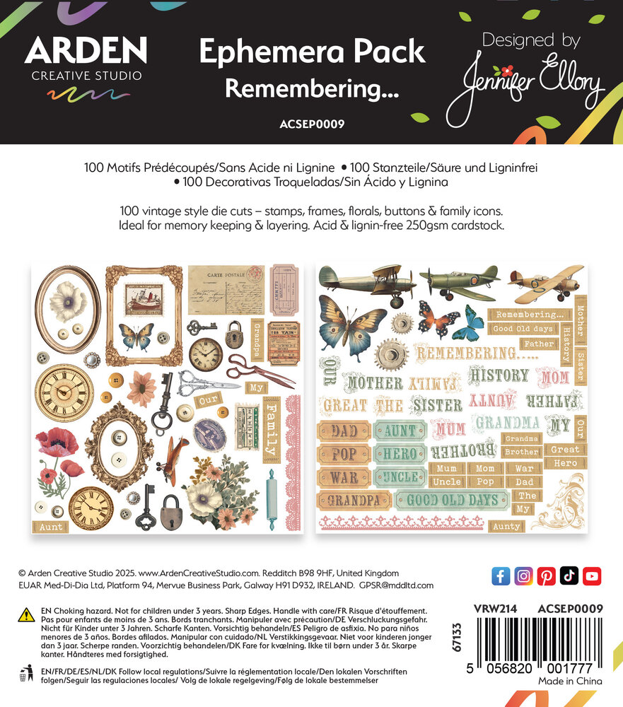 Arden Creative Studio Remembering... Ephemera Pack (100pcs) (ACSEP0009) Arden Creative Studio Remembering... Ephemera Pack (100pcs) (ACSEP0009)