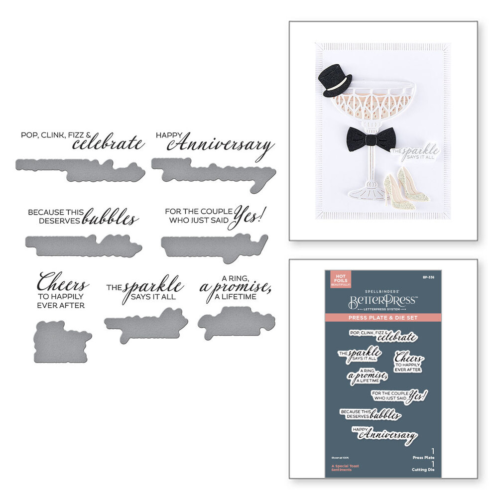 Spellbinders Happier Hour BetterPress Plate & Die Set A Special Toast Sentiments (BP-336) Spellbinders Happier Hour BetterPress Plate & Die Set A Special Toast Sentiments (BP-336)