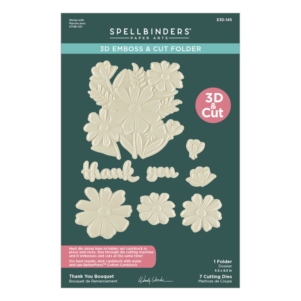 Spellbinders Tabbed Classics 3D Emboss & Cut Folder Thank You Bouquet (E3D-145) Spellbinders Tabbed Classics 3D Emboss & Cut Folder Thank You Bouquet (E3D-145)