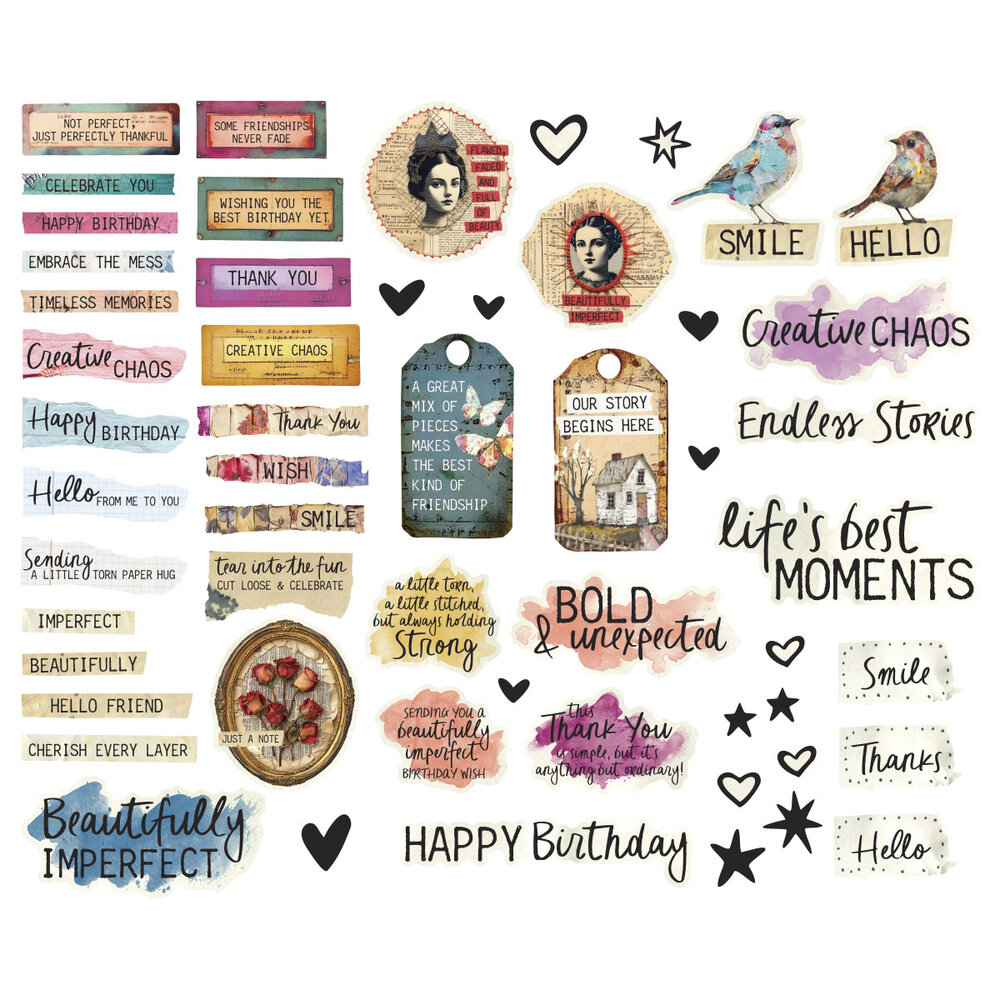 Spellbinders Beautifully Imperfect Die Cut Sentiments (110pcs) (SCSE-025) Spellbinders Beautifully Imperfect Die Cut Sentiments (110pcs) (SCSE-025)