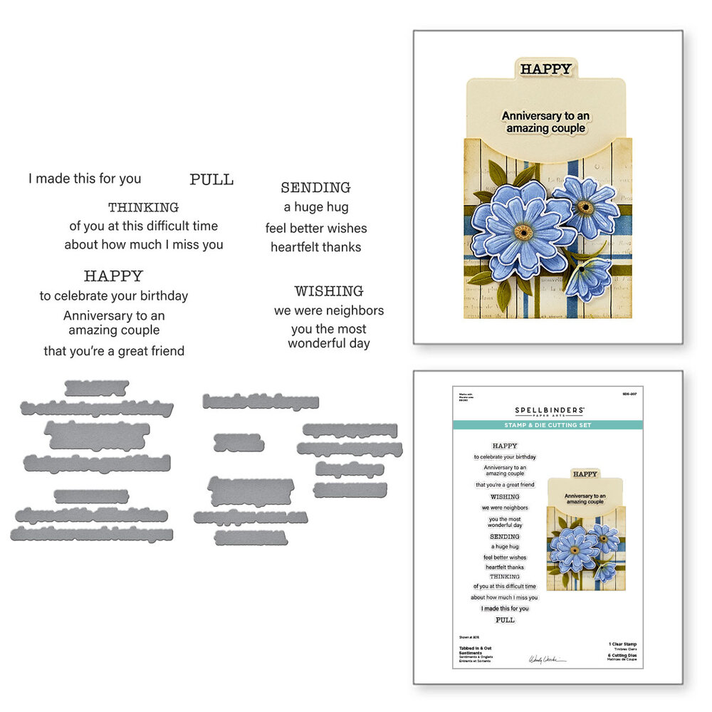 Spellbinders Tabbed Classics Clear Stamp & Die Set Tabbed In & Out Sentiments (SDS-207) Spellbinders Tabbed Classics Clear Stamp & Die Set Tabbed In & Out Sentiments (SDS-207)