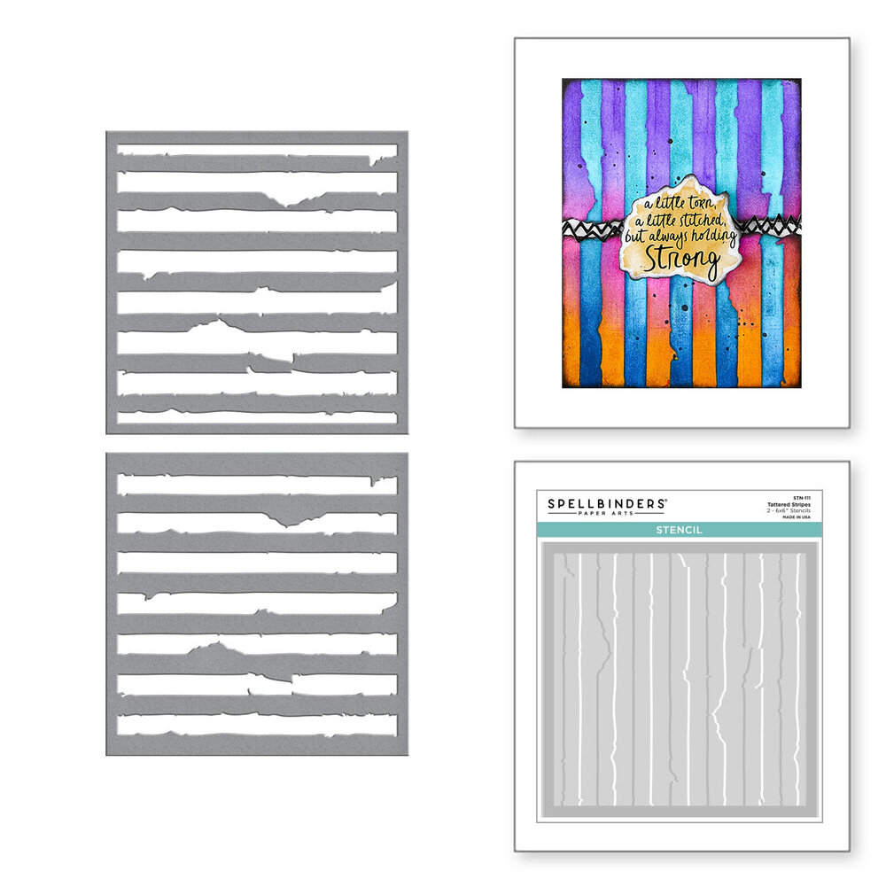 Spellbinders Beautifully Imperfect Stencils Tattered Stripes (STN-111) Spellbinders Beautifully Imperfect Stencils Tattered Stripes (STN-111)