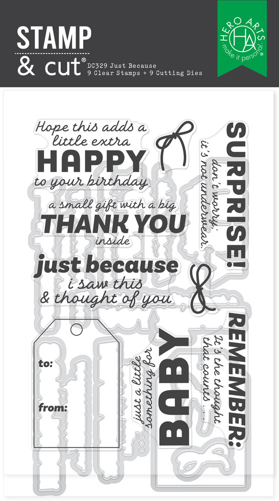 Hero Arts Best Gift Ever Stamp & Cut Set Just Because (DC329) Hero Arts Best Gift Ever Stamp & Cut Set Just Because (DC329)