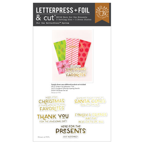 Hero Arts Best Gift Ever Letterpress + Foil & Cut Here for the Presents (HD102) Hero Arts Best Gift Ever Letterpress + Foil & Cut Here for the Presents (HD102)