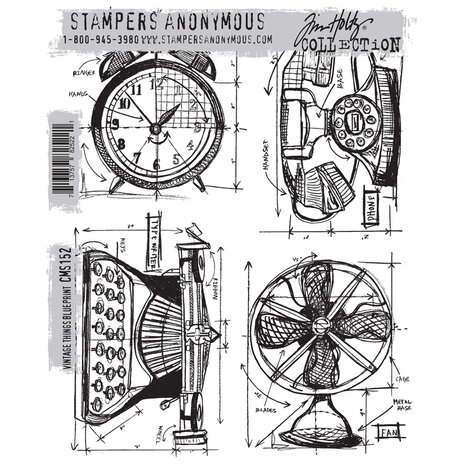 Stampers Anonymous Vintage Things Blueprint Tim Holtz Cling Stamps (CMS152) Stampers Anonymous Vintage Things Blueprint Tim Holtz Cling Stamps (CMS152)