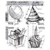 Stampers Anonymous Birthday Blueprint Tim Holtz Cling Stamps (CMS153)