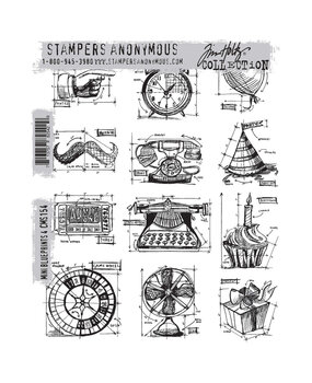 Stampers Anonymous Mini Blueprints 4 Tim Holtz Cling Stamps (CMS154) Stampers Anonymous Mini Blueprints 4 Tim Holtz Cling Stamps (CMS154)