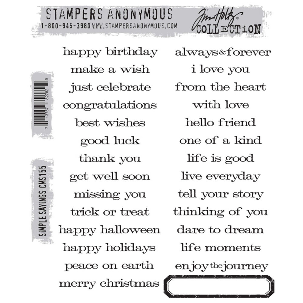 Stampers Anonymous Simple Sayings Tim Holtz Cling Stamps (CMS155) Stampers Anonymous Simple Sayings Tim Holtz Cling Stamps (CMS155)